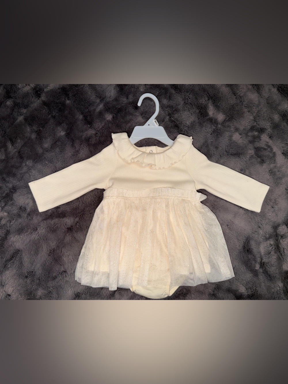 cloud island Cream Sparkle Tulle Baby Dress